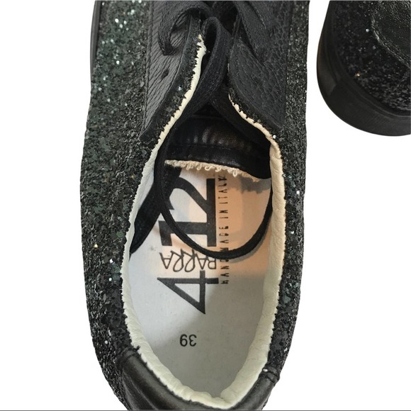 QUATTROBARRADODICI Made in Italy Black Glitter Sneaker - Picture 4 of 6